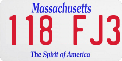 MA license plate 118FJ3