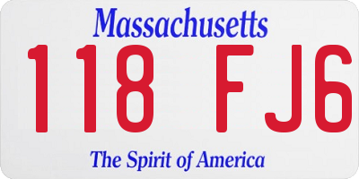 MA license plate 118FJ6