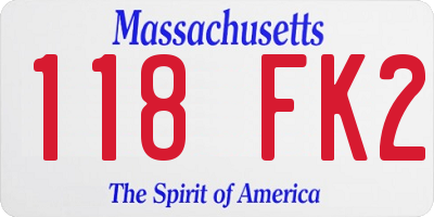 MA license plate 118FK2