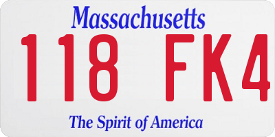 MA license plate 118FK4