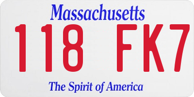 MA license plate 118FK7