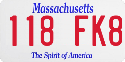 MA license plate 118FK8