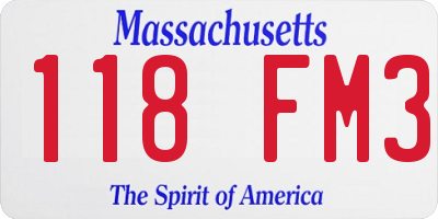 MA license plate 118FM3