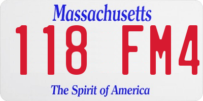 MA license plate 118FM4