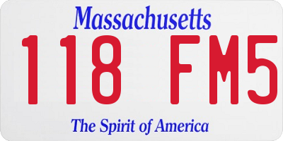 MA license plate 118FM5