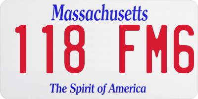 MA license plate 118FM6