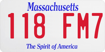 MA license plate 118FM7