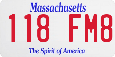 MA license plate 118FM8