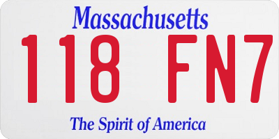 MA license plate 118FN7