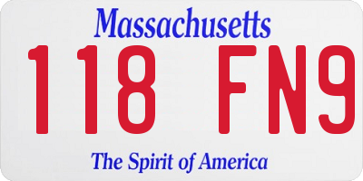 MA license plate 118FN9