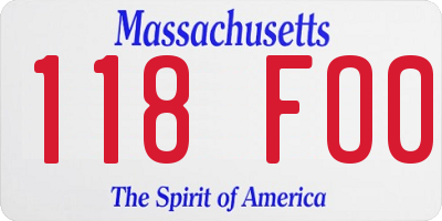 MA license plate 118FO0