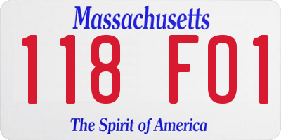 MA license plate 118FO1