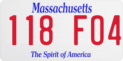 MA license plate 118FO4