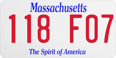 MA license plate 118FO7