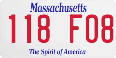 MA license plate 118FO8