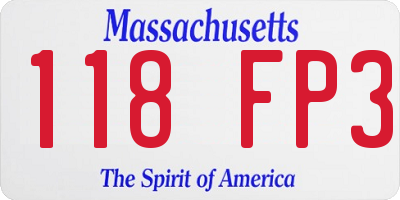 MA license plate 118FP3