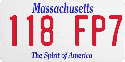 MA license plate 118FP7