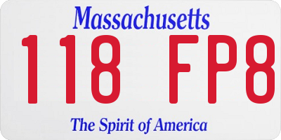 MA license plate 118FP8