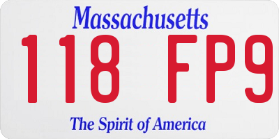 MA license plate 118FP9