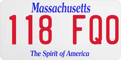 MA license plate 118FQ0