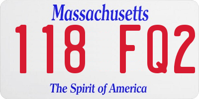 MA license plate 118FQ2