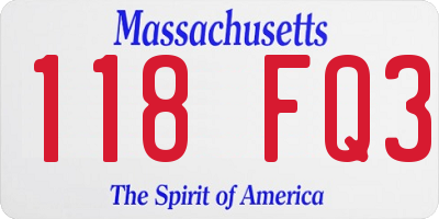 MA license plate 118FQ3