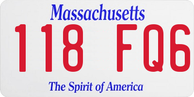 MA license plate 118FQ6