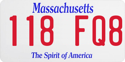 MA license plate 118FQ8