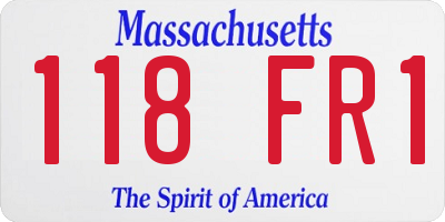 MA license plate 118FR1