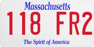 MA license plate 118FR2