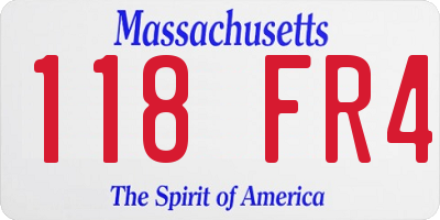 MA license plate 118FR4