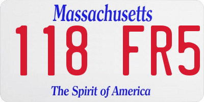 MA license plate 118FR5