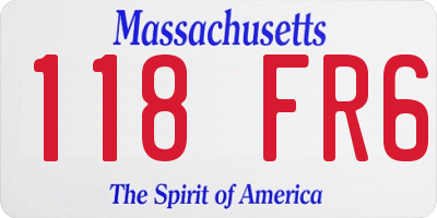MA license plate 118FR6