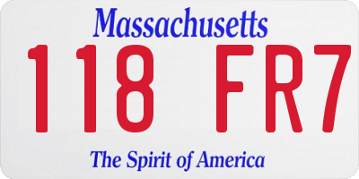 MA license plate 118FR7