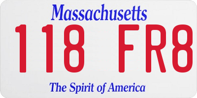 MA license plate 118FR8