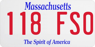 MA license plate 118FS0