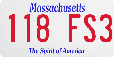 MA license plate 118FS3