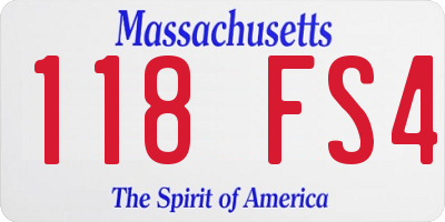 MA license plate 118FS4