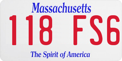 MA license plate 118FS6