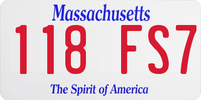MA license plate 118FS7