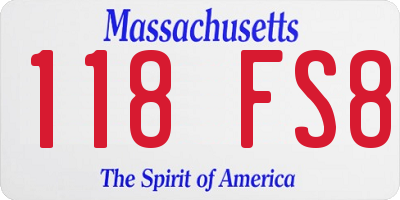 MA license plate 118FS8
