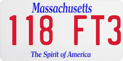 MA license plate 118FT3