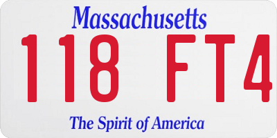 MA license plate 118FT4