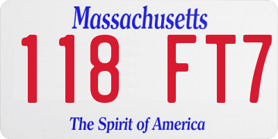 MA license plate 118FT7