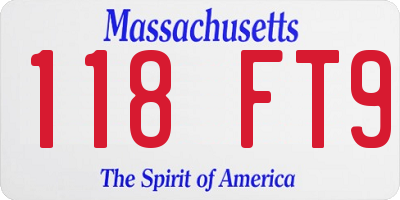 MA license plate 118FT9
