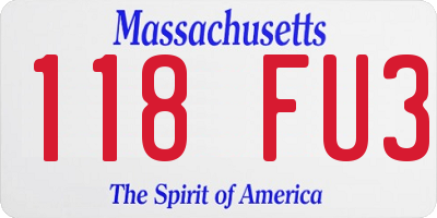 MA license plate 118FU3