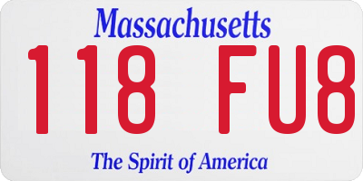 MA license plate 118FU8