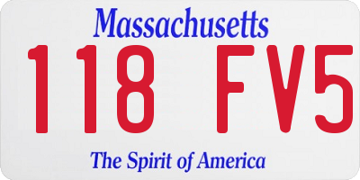 MA license plate 118FV5