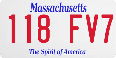 MA license plate 118FV7