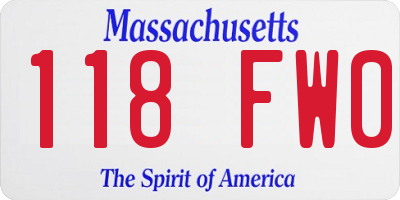 MA license plate 118FW0